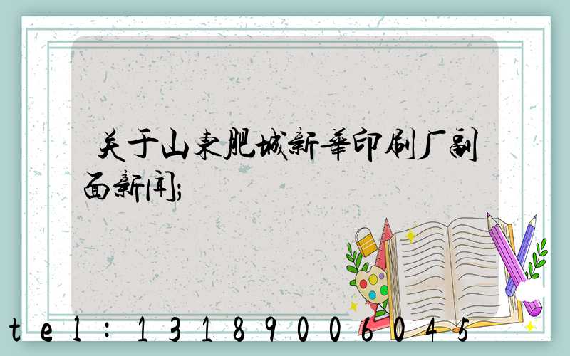 关于山东肥城新华印刷厂副面新闻